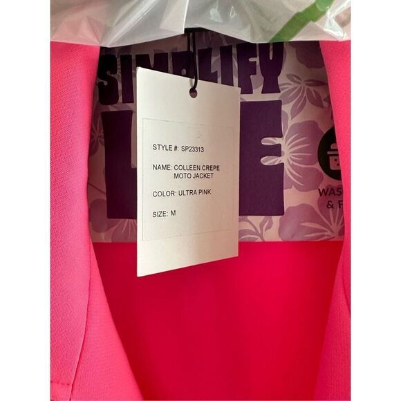 Generation Love Colleen Crepe Moto Jacket Ultra Pink Size M - Picture 9 of 10